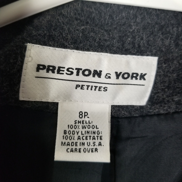 Preston & York Petites Dark Gray 100% Wool Double Breasted Long Coat Size 8P - Picture 7 of 16